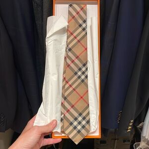 Burberry Check Silk Tie, Archive Beige